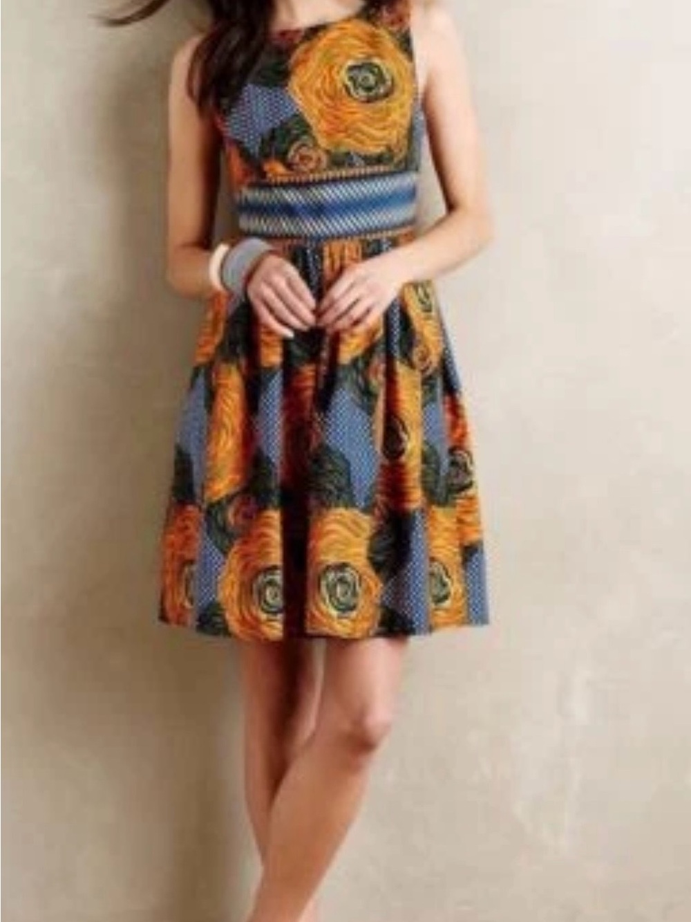 Mille Collines For Anthropologie “Moonrise” Fit-and-Flare Sleeveless Dress